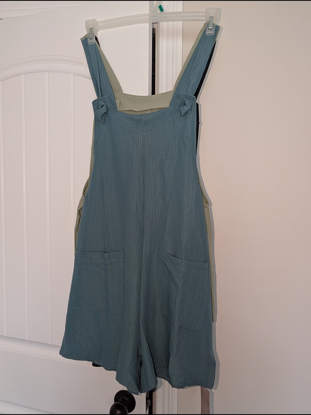 3 Pair Of Emery Rose Casual Blue-Green Woven Romper Overalls